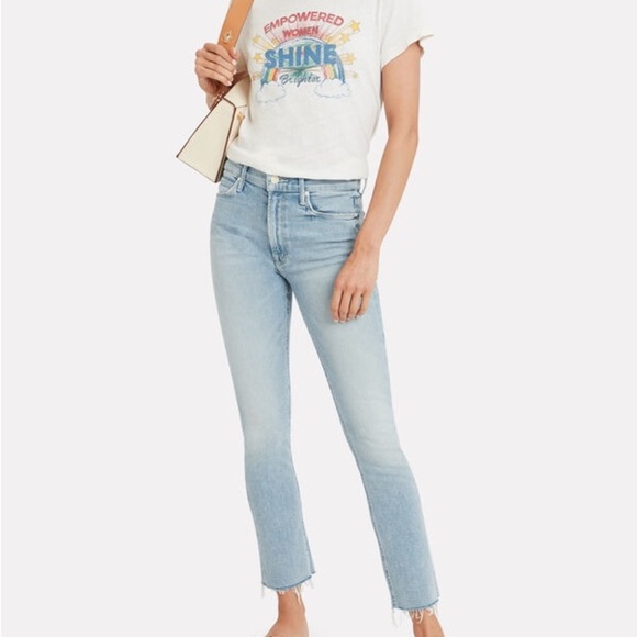 MOTHER Midrise Dazzler Ankle Fray in Reading by the Pool Wash - Picture 2 of 7